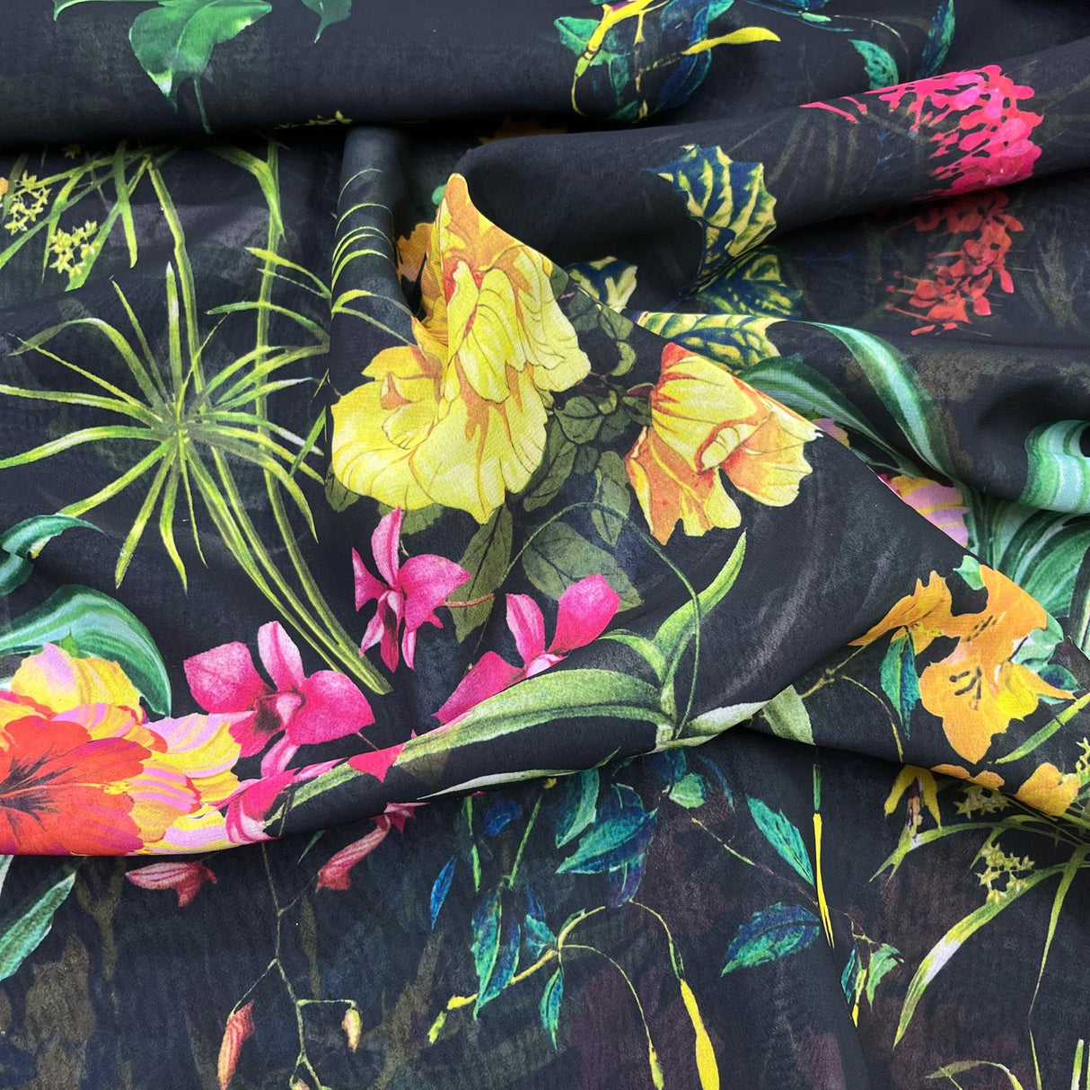 Pound A Metre 3 Metres Luxurious Printed Crepe - 55" Wide (Winter Garden)