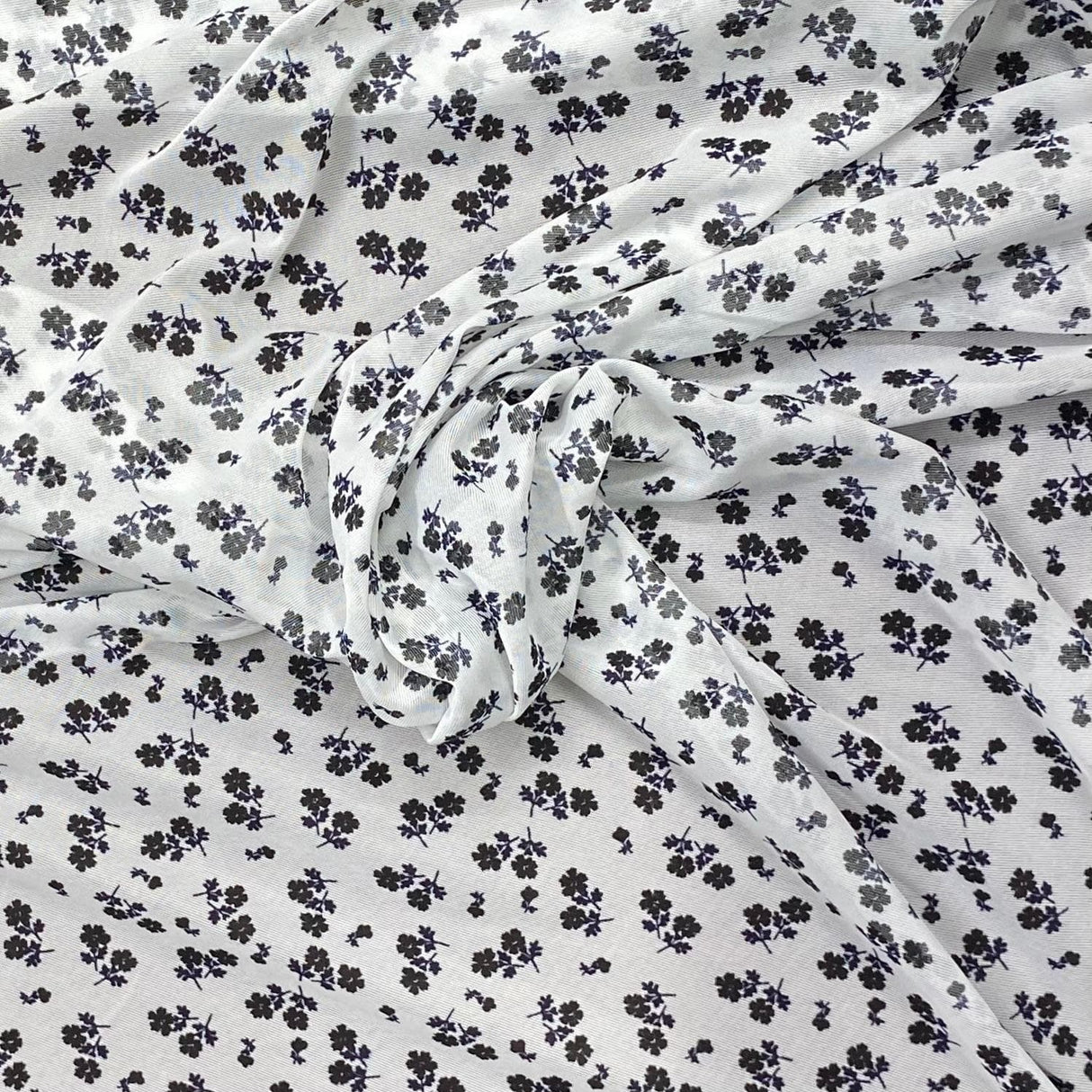 Pound A Metre 3 Metres Luxurious Printed  Lightweight Jersey 55" Wide (Black & White Floral)