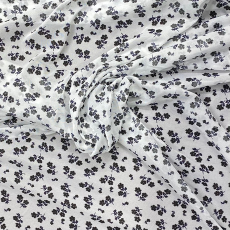 Pound A Metre 3 Metres Luxurious Printed  Lightweight Jersey 55" Wide (Black & White Floral)