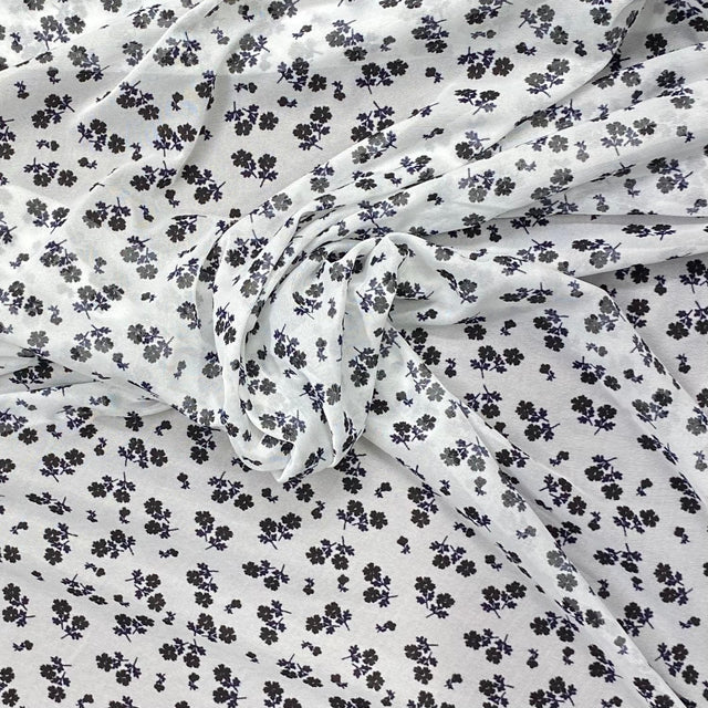 Pound A Metre 3 Metres Luxurious Printed  Lightweight Jersey 55" Wide (Black & White Floral)