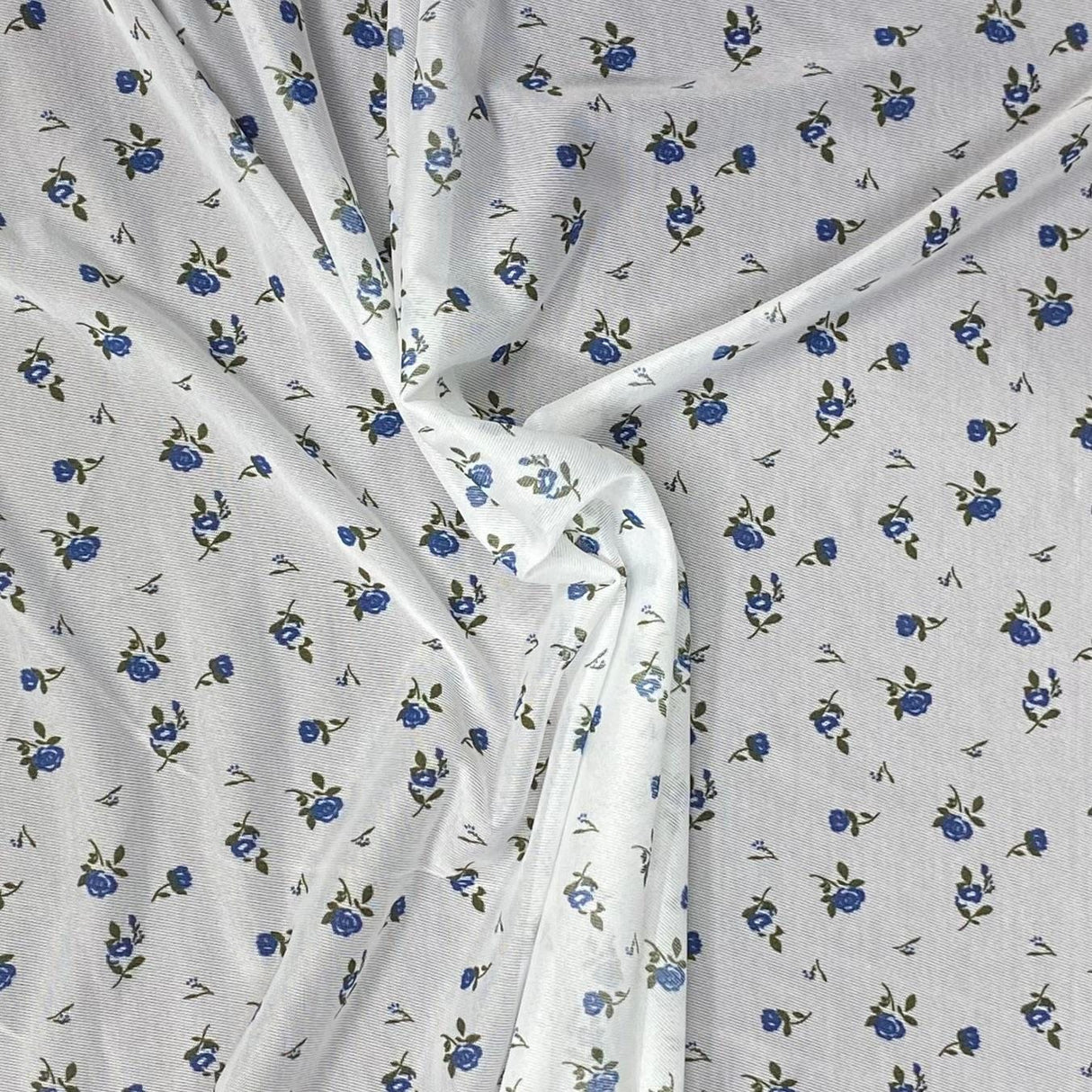 Pound A Metre 3 Metres Luxurious Printed  Lightweight Jersey 55" Wide (Blue & White Floral)
