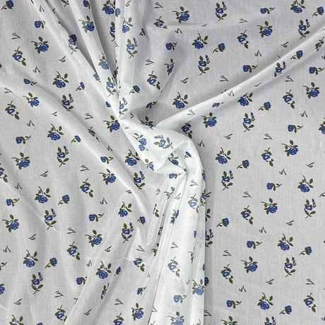 Pound A Metre 3 Metres Luxurious Printed  Lightweight Jersey 55" Wide (Blue & White Floral)