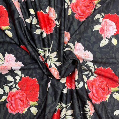 Pound A Metre 3 Metres Luxurious Printed Lycra Jersey 55" Wide (Rose)