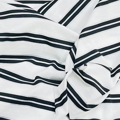 Pound A Metre 3 Metres Luxurious Printed Ribbed Jersey 55” Wide - (Black & White)