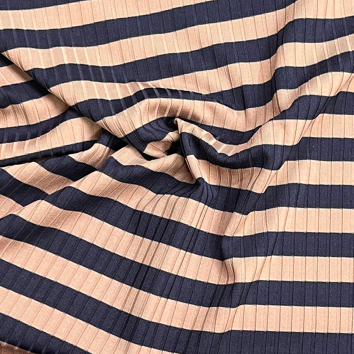Pound A Metre 3 Metres Luxurious Printed Ribbed Jersey 55” Wide - (Brown & Mauve)