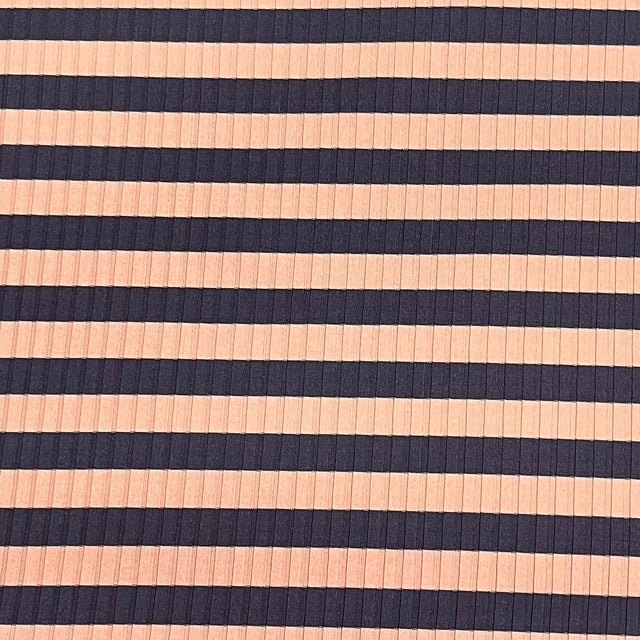 Pound A Metre 3 Metres Luxurious Printed Ribbed Jersey 55” Wide - (Brown & Mauve)