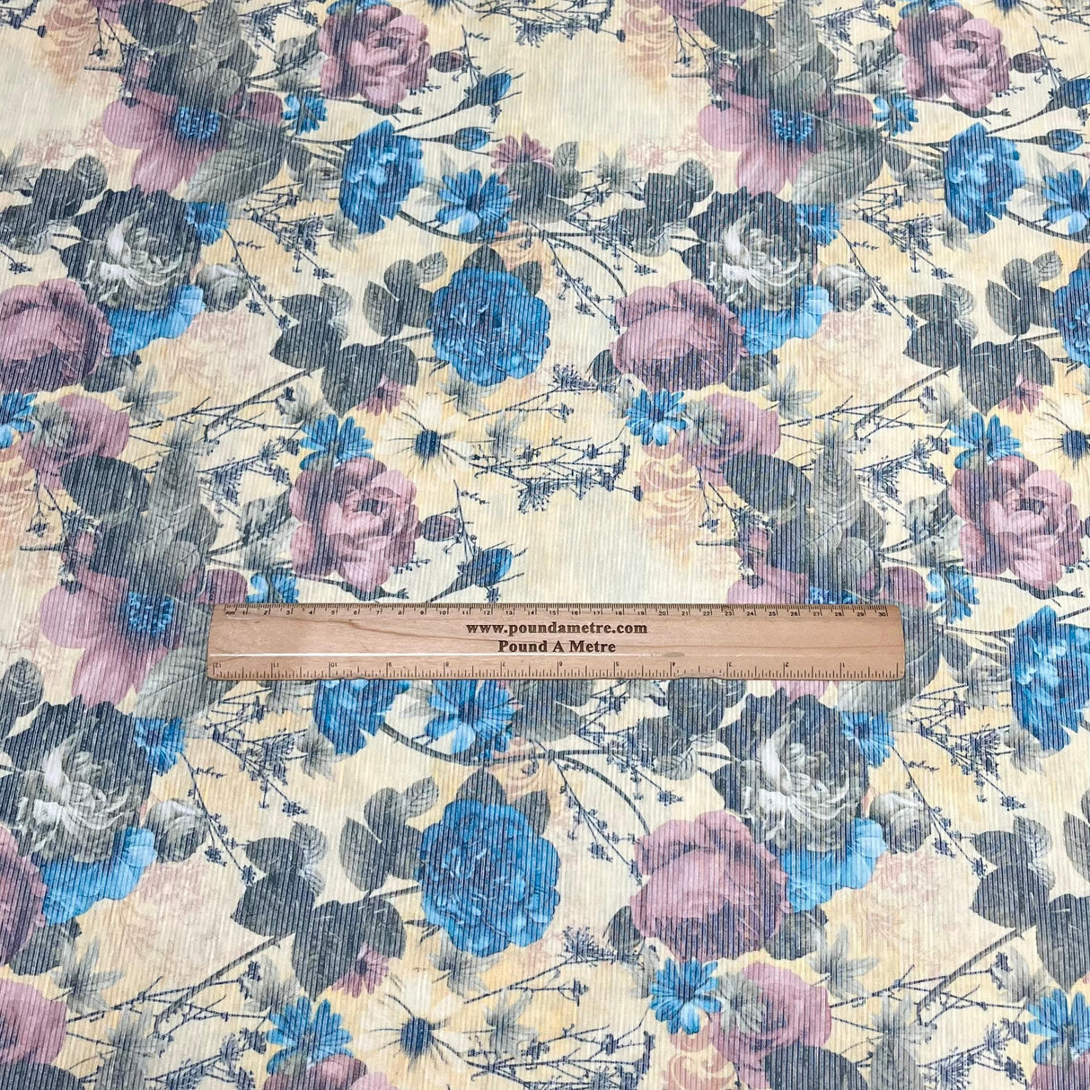 Pound A Metre 3 Metres Luxurious Printed Ribbed Jersey 55” Wide - (Lemon) ((S1J))