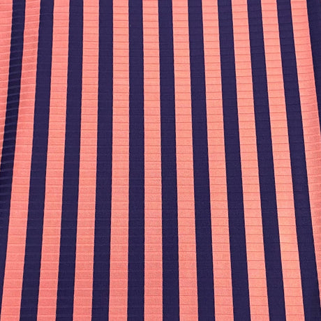 Pound A Metre 3 Metres Luxurious Printed Ribbed Jersey 55” Wide - (Navy & Mauve) (S1J)