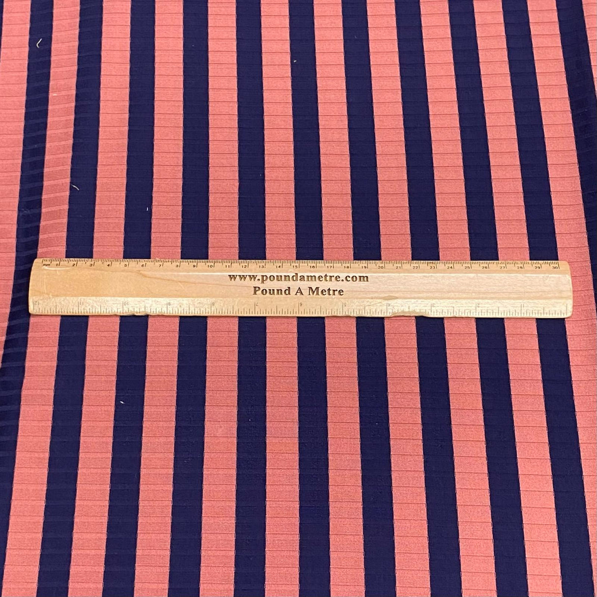 Pound A Metre 3 Metres Luxurious Printed Ribbed Jersey 55” Wide - (Navy & Mauve) (S1J)