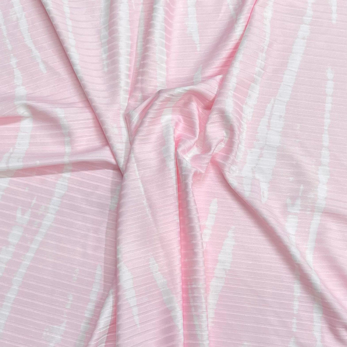 Pound A Metre 3 Metres Luxurious Printed Ribbed Jersey 55” Wide - (Pink & White)