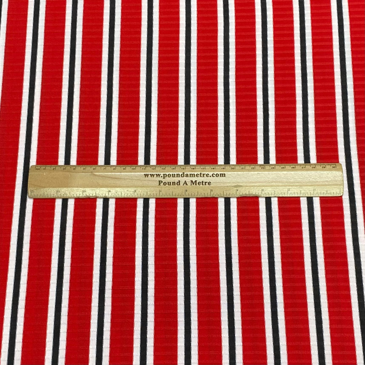Pound A Metre 3 Metres Luxurious Printed Ribbed Jersey 55” Wide - (RedStripes) (EOL)