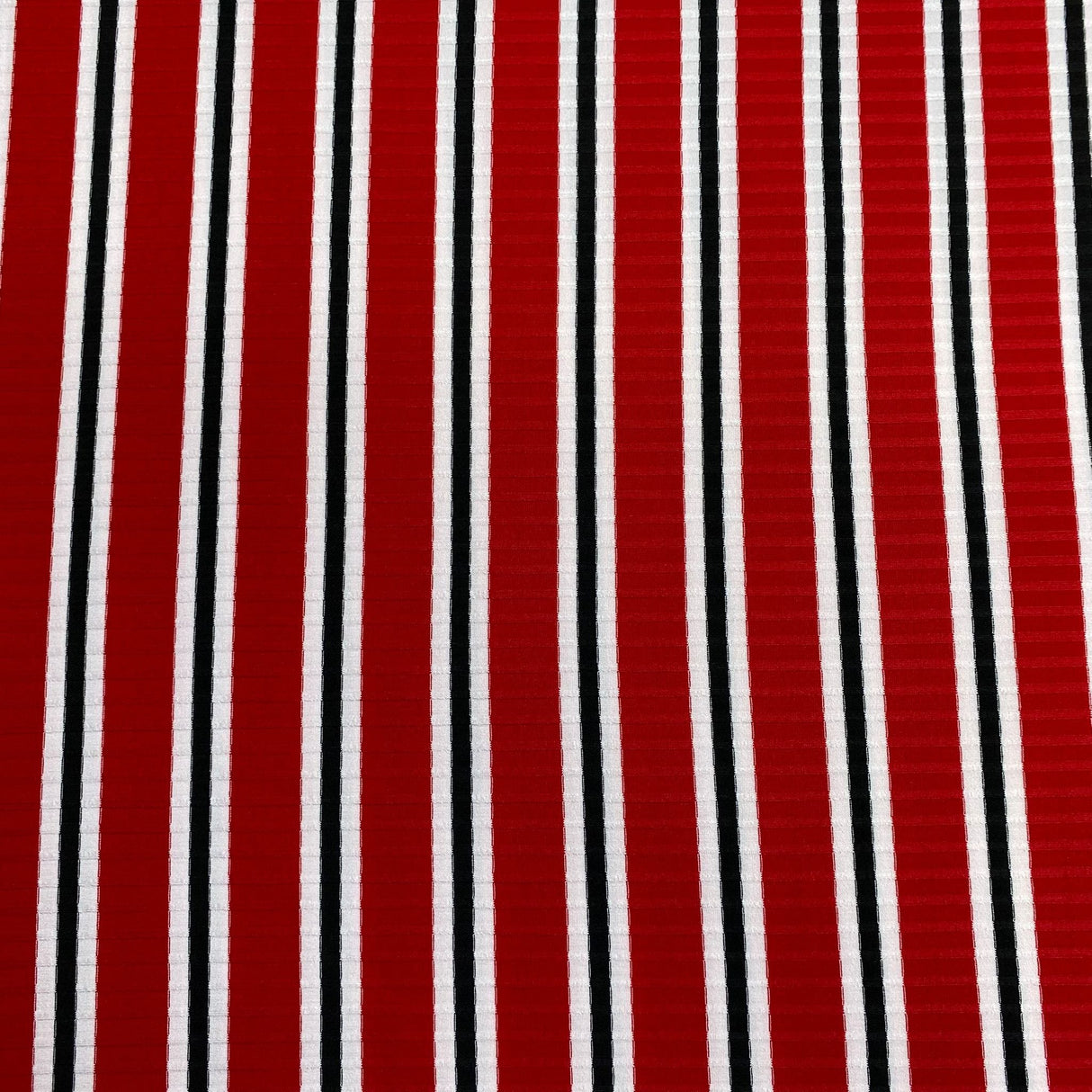 Pound A Metre 3 Metres Luxurious Printed Ribbed Jersey 55” Wide - (RedStripes) (EOL)
