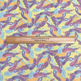 Pound A Metre 3 Metres Luxurious Printed Ribbed Jersey 55” Wide - (Yellow Paisley)