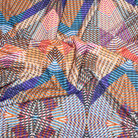 Pound A Metre 3 Metres Luxurious Printed Seersucker Jersey 55” Wide - (Colourful) (S1J)