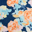 Pound A Metre 3 Metres Luxurious Printed Seersucker Jersey 55” Wide - (Navy)
