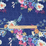 Pound A Metre 3 Metres Luxurious Printed Seersucker Jersey 55” Wide - (Navy) (S1J)