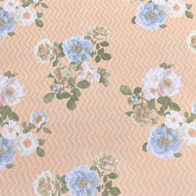 Pound A Metre 3 Metres Luxurious Printed Seersucker Jersey 55” Wide - (Peach)