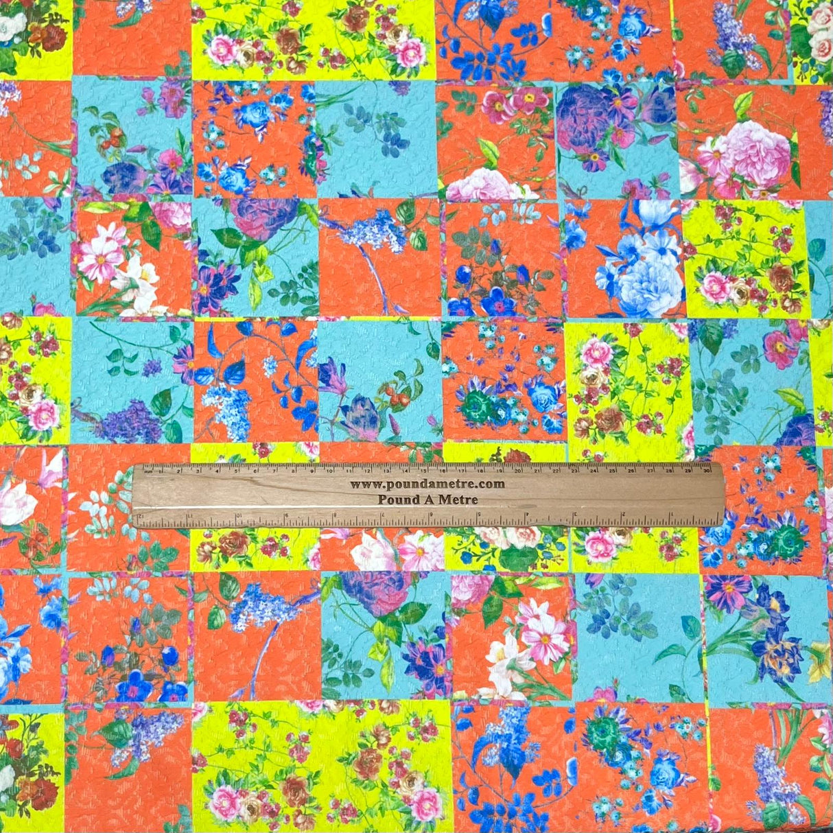 Pound A Metre 3 Metres Luxurious Printed Seersucker Jersey 55” Wide - (Squred) (S1J)