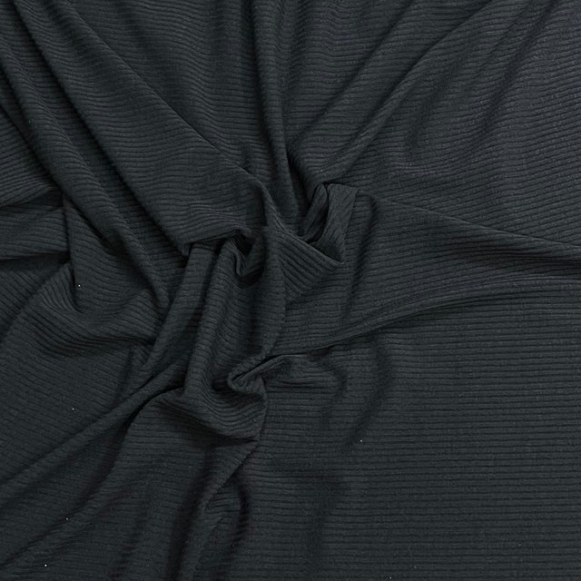 Pound A Metre 3 Metres Luxurious Ribbed Jersey 55” Wide - (Black) (EOL)