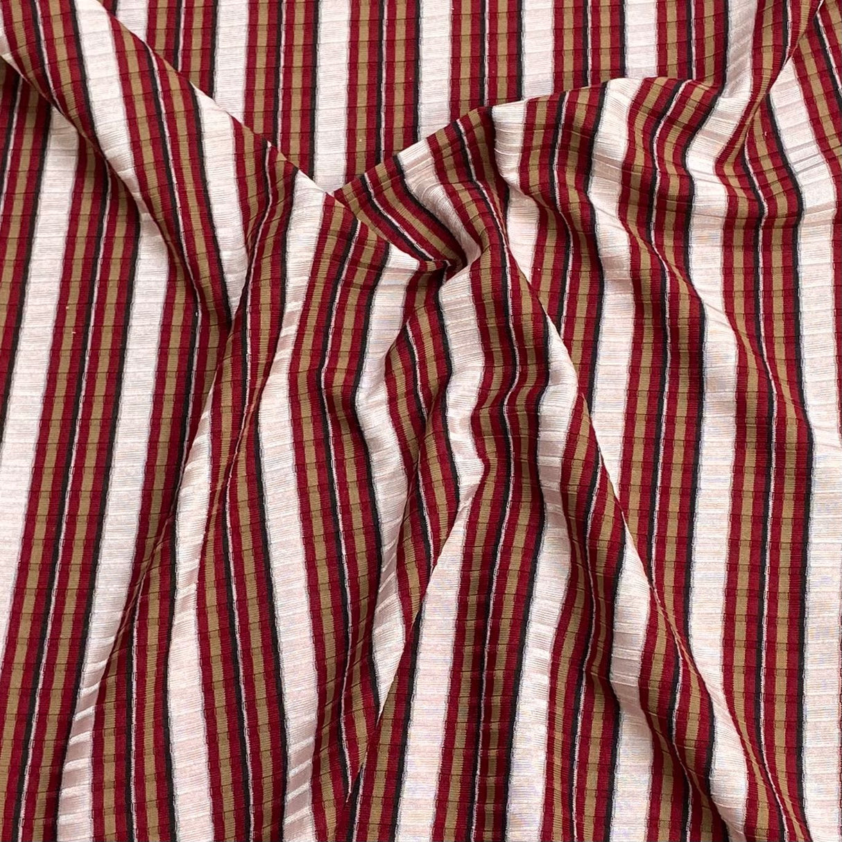 Pound A Metre 3 Metres Luxurious Ribbed Jersey 55” Wide - (Maroon Stripes) (EOL)