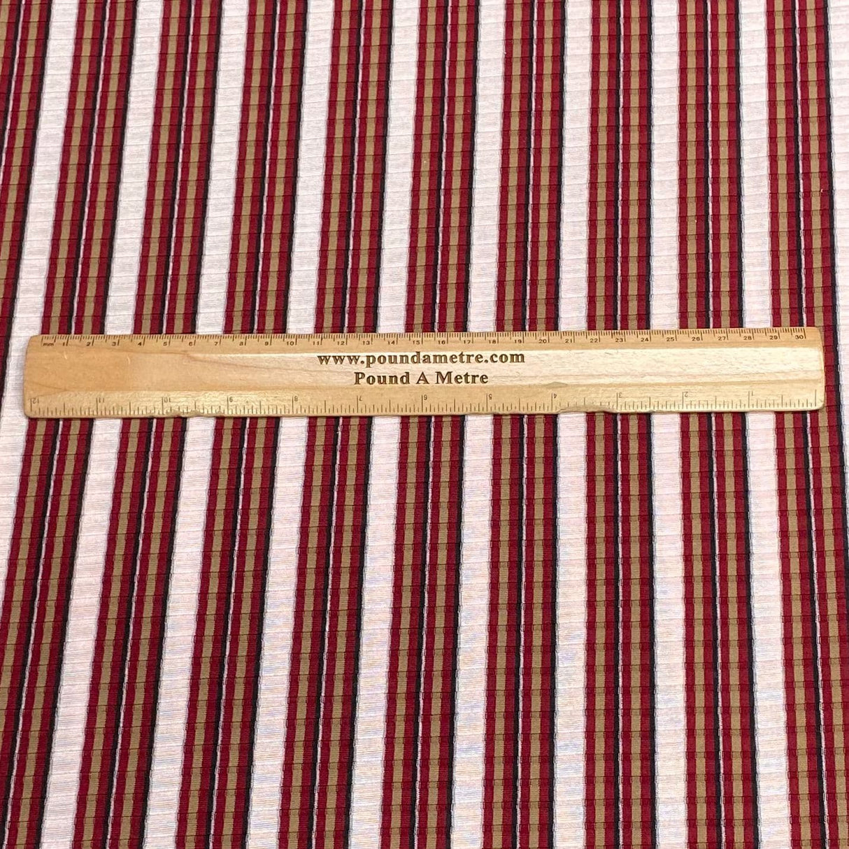 Pound A Metre 3 Metres Luxurious Ribbed Jersey 55” Wide - (Maroon Stripes) (EOL)