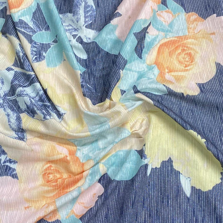 Pound A Metre 3 Metres Luxurious Ribbed Jersey 55” Wide - (Night Garden)