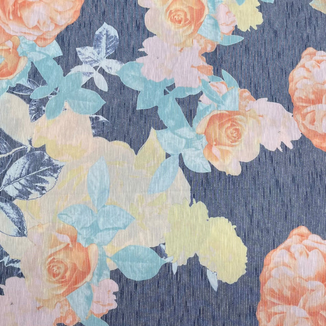Pound A Metre 3 Metres Luxurious Ribbed Jersey 55” Wide - (Night Garden)