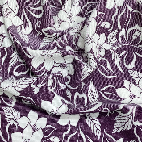 Pound A Metre 3 Metres Luxurious Ribbed Jersey 55” Wide - (Purple & White)