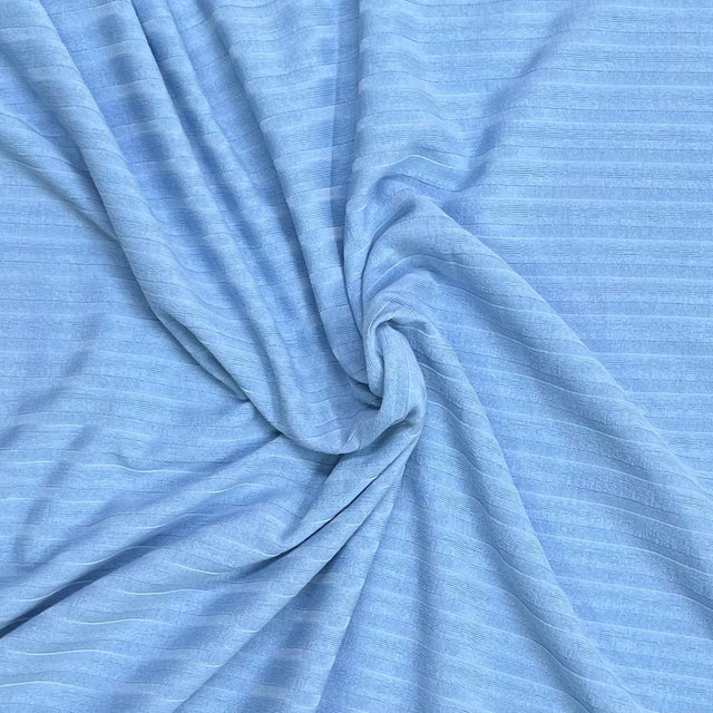 Pound A Metre 3 Metres Luxurious Ribbed Jersey 55” Wide - (Sky) (Multi Buy)