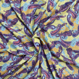 Pound A Metre 3 Metres Luxurious Ribbed Jersey 55” Wide - (Yellow Paisley)