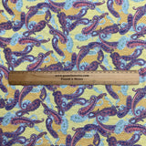 Pound A Metre 3 Metres Luxurious Ribbed Jersey 55” Wide - (Yellow Paisley)