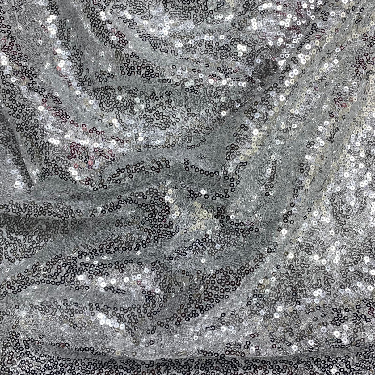 Pound A Metre 3 Metres 3 Metres - Luxurious Sequins On Net - 55" Wide - (Silver)