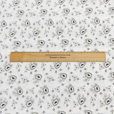 Pound A Metre 3 Metres 3 Metres Luxury 100% Cotton - 36" Wide - (Black & Grey Floral)