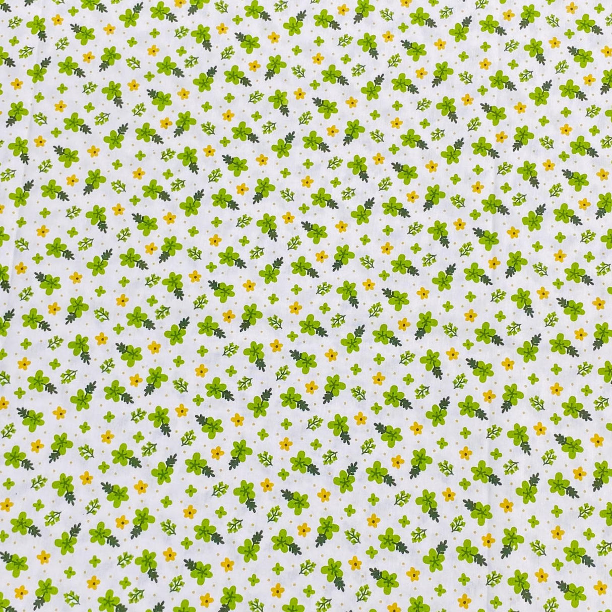 Pound A Metre 3 Metres 3 Metres Luxury 100% Cotton - 36" Wide - (White & Green Floral)