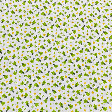 Pound A Metre 3 Metres 3 Metres Luxury 100% Cotton - 36" Wide - (White & Green Floral)