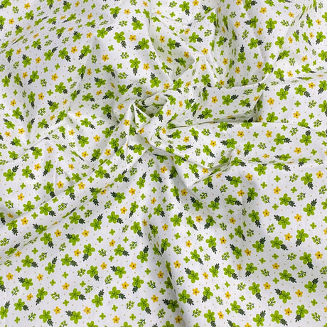 Pound A Metre 3 Metres 3 Metres Luxury 100% Cotton - 36" Wide - (White & Green Floral)