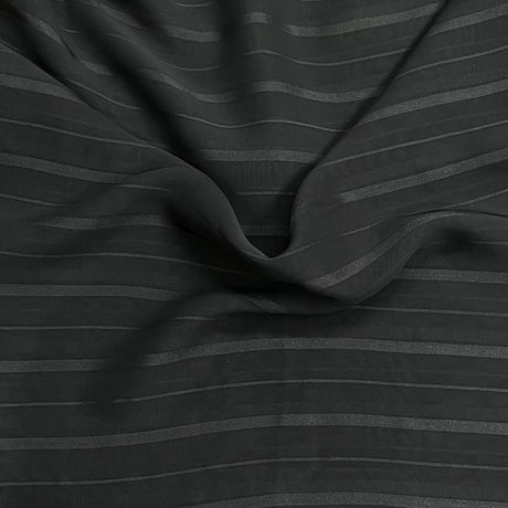 Pound A Metre 3 Metres Luxury Chiffon- 55" Wide- (Stripe Black)