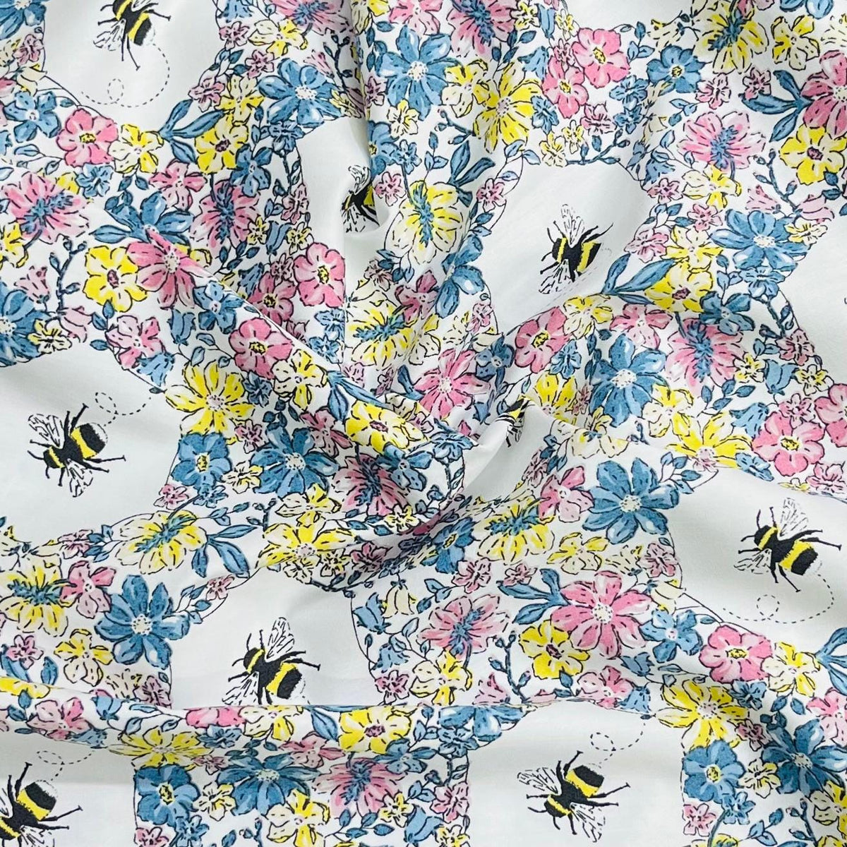 Pound A Metre 3 Metres Luxury Cotton Poplin Fabric – 60'' Wide (Bee)