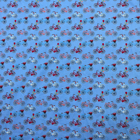 Pound A Metre 3 Metres Luxury Cotton Poplin Fabric – 60'' Wide (Blue Bike)