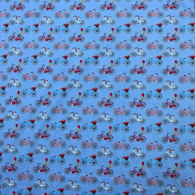 Pound A Metre 3 Metres Luxury Cotton Poplin Fabric – 60'' Wide (Blue Bike)