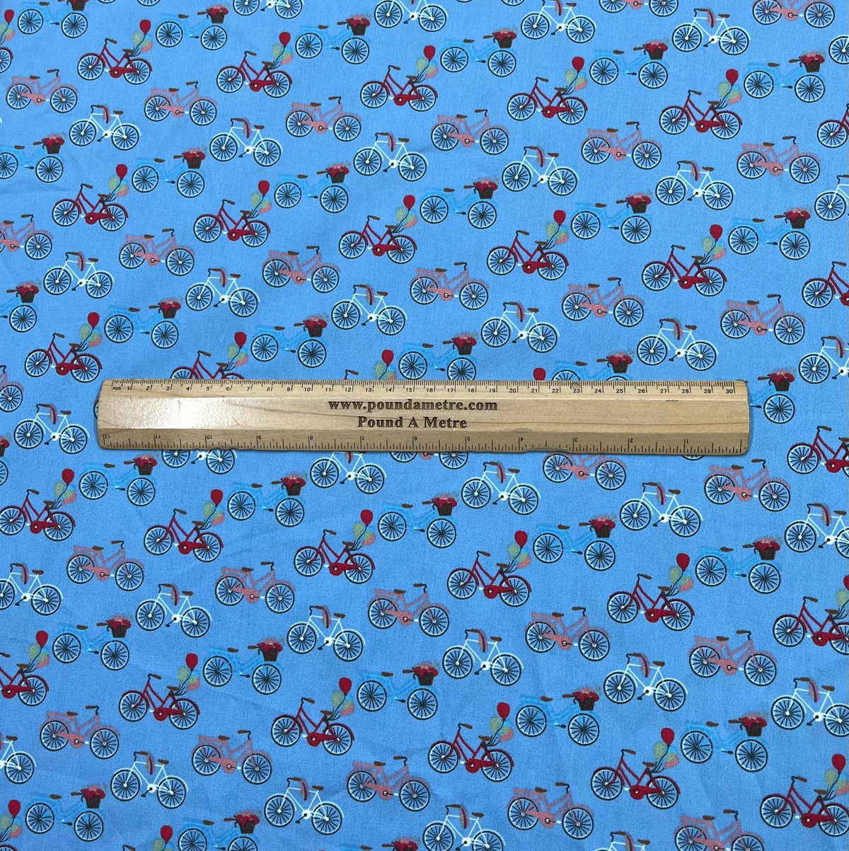 Pound A Metre 3 Metres Luxury Cotton Poplin Fabric – 60'' Wide (Blue Bike)