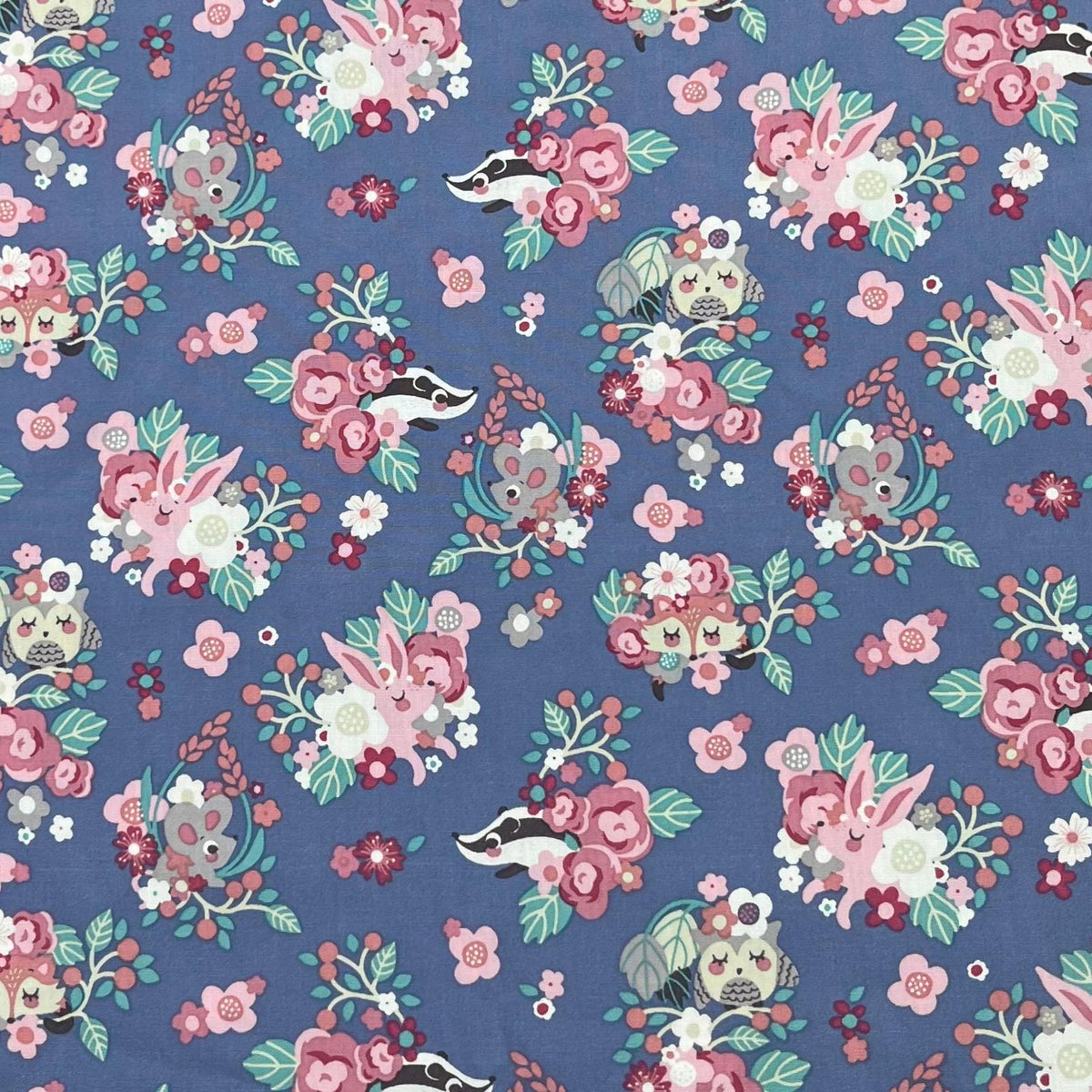 Pound A Metre 3 Metres Luxury Cotton Poplin Fabric – 60'' Wide (Flower With Animals)