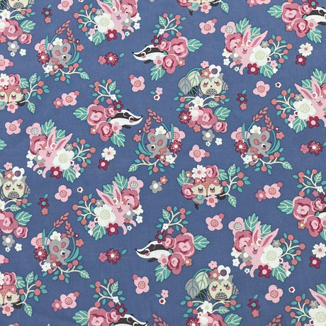 Pound A Metre 3 Metres Luxury Cotton Poplin Fabric – 60'' Wide (Flower With Animals)