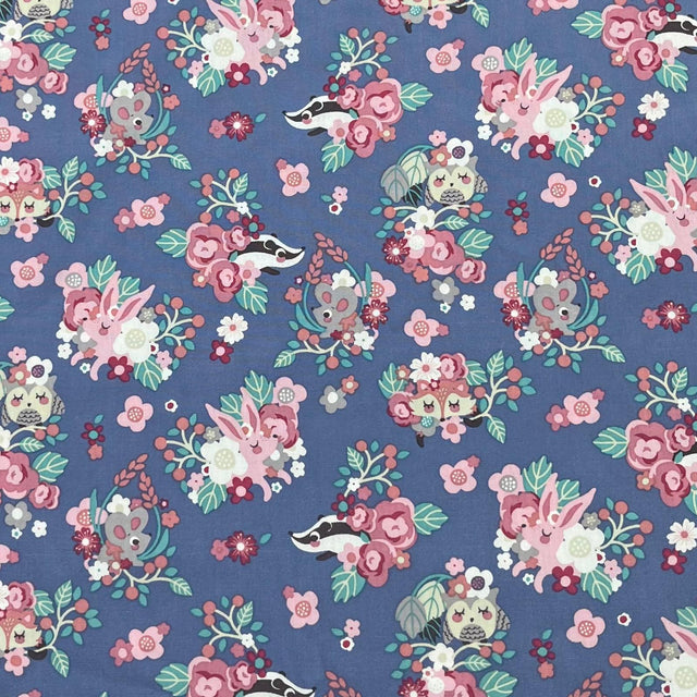 Pound A Metre 3 Metres Luxury Cotton Poplin Fabric – 60'' Wide (Flower With Animals)