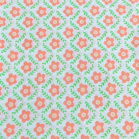 Pound A Metre 3 Metres Luxury Cotton Poplin Fabric – 60'' Wide (Orange Flower)