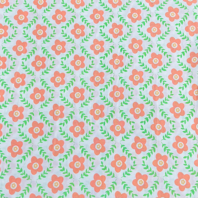 Pound A Metre 3 Metres Luxury Cotton Poplin Fabric – 60'' Wide (Orange Flower)