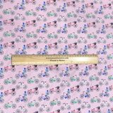 Pound A Metre 3 Metres Luxury Cotton Poplin Fabric – 60'' Wide (Pink Bike)