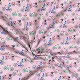 Pound A Metre 3 Metres Luxury Cotton Poplin Fabric – 60'' Wide (Pink Bike)