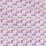Pound A Metre 3 Metres Luxury Cotton Poplin Fabric – 60'' Wide (Pink Bike)