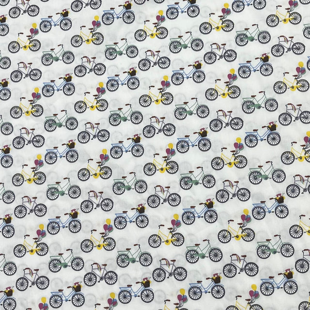 Pound A Metre 3 Metres Luxury Cotton Poplin Fabric – 60'' Wide (White Bike)